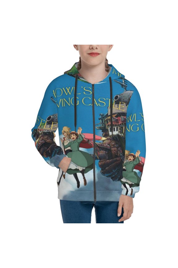 Youth Howls Moving Castl Zip Up Graphic Hoodie with Pockets Comfort Long Sleeve Soft Hoodies