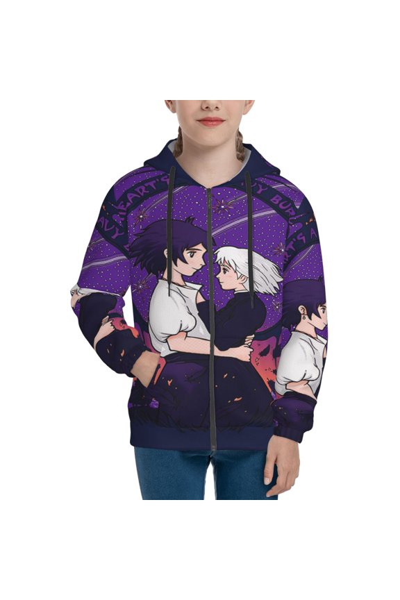 Youth Howls Moving Castl Zip Up Graphic Hoodie with Pockets Comfort Long Sleeve Soft Hoodies