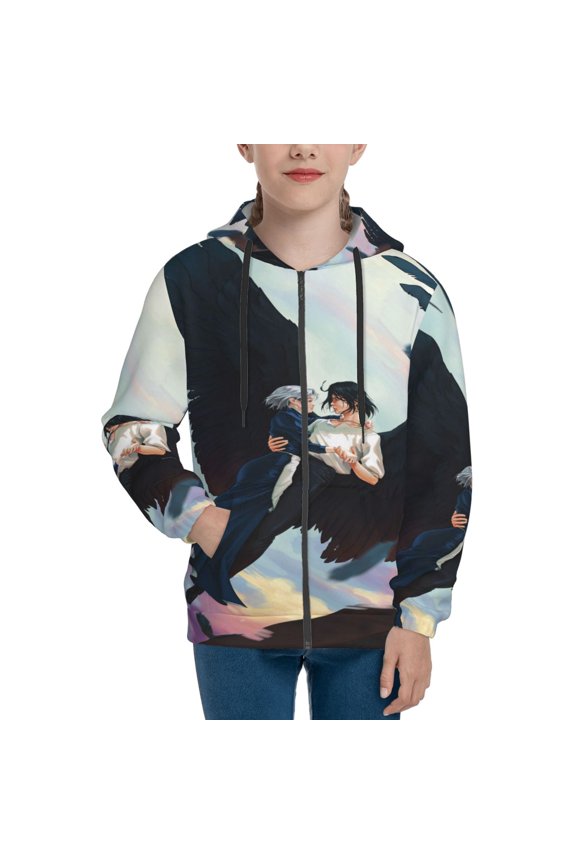 Youth Howls Moving Castl Zip Up Graphic Hoodie with Pockets Comfort Long Sleeve Soft Hoodies