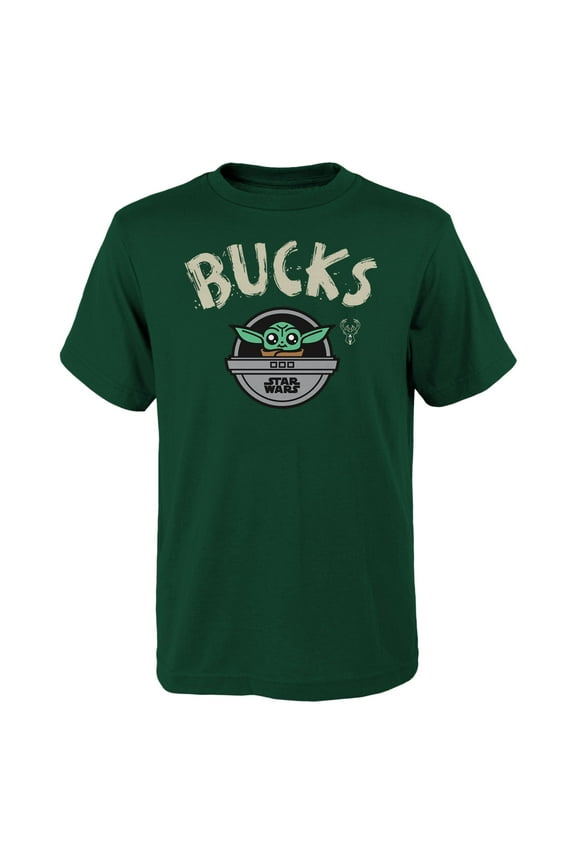 Youth Hunter Green Milwaukee Bucks Star Wars The Child T-Shirt