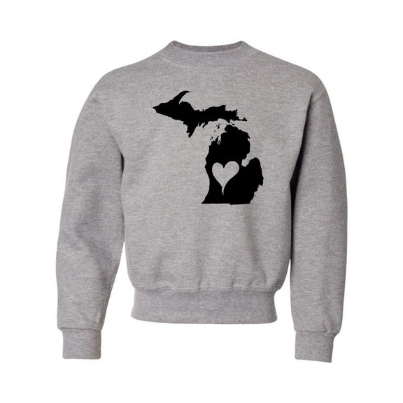 Youth I Love Michigan I Heart Michigan Crewneck Sweatshirt