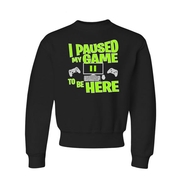 Youth I Paused My Game To Be Here Funny Gaming Crewneck Sweatshirt