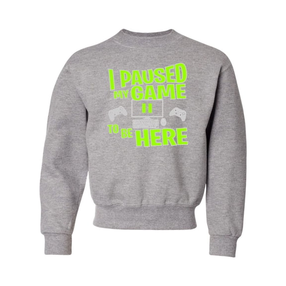 Youth I Paused My Game To Be Here Funny Gaming Crewneck Sweatshirt