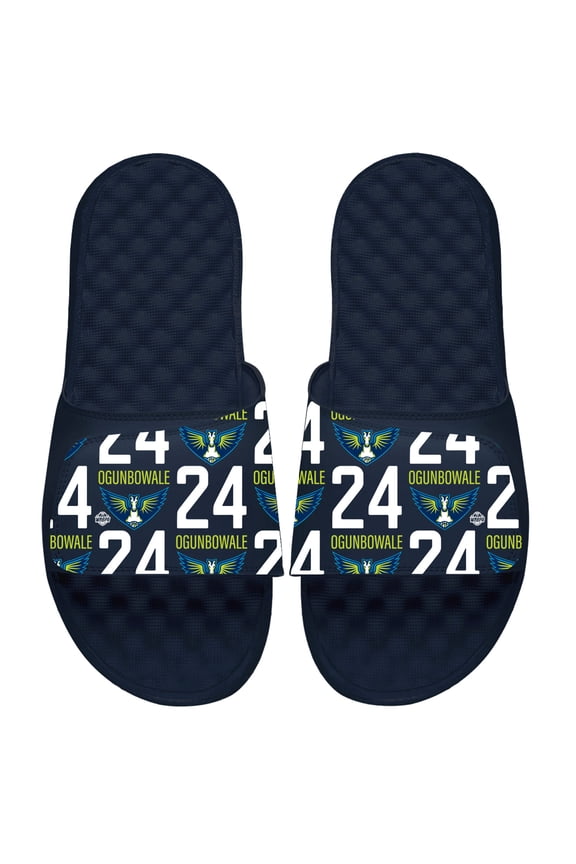 Youth ISlide Arike Ogunbowale Navy Dallas Wings Team Pattern Slide Sandals