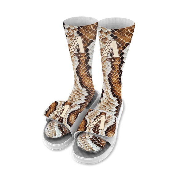 Youth ISlide Arizona Diamondbacks Year Of The Snake Socks and Slide Sandals Bundle