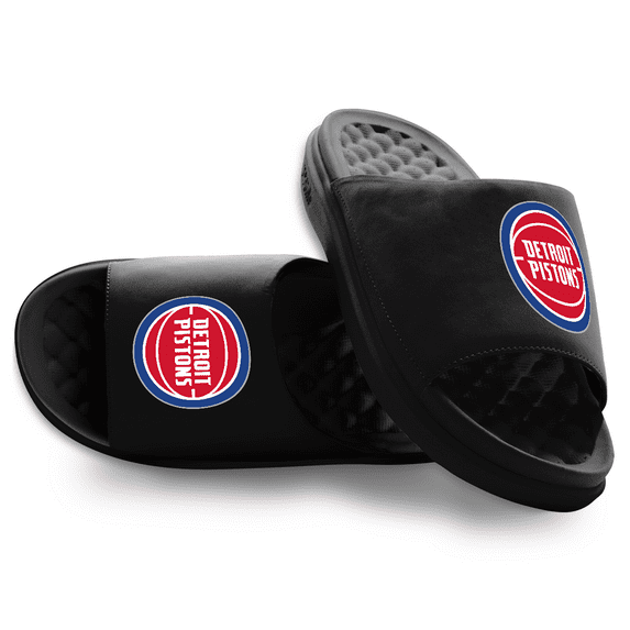 Youth ISlide Black Detroit Pistons Primary Motive Slide Sandals