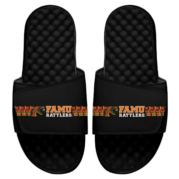 Youth ISlide Black Florida A&M Rattlers Combo Stripe Logo Slide Sandals