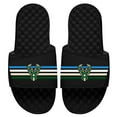thumbnail image 1 of Youth ISlide Black Milwaukee Bucks Stripes Slide Sandals, 1 of 1