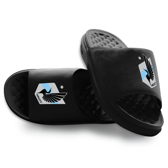 Youth ISlide Black Minnesota United FC Primary Motive Slide Sandals