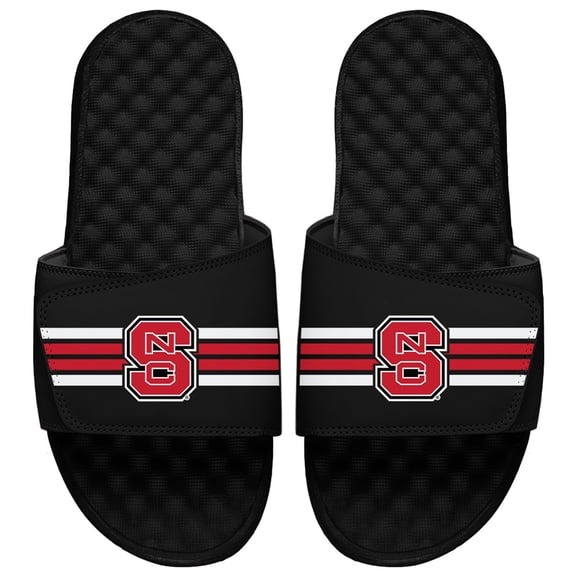 Youth ISlide Black NC State Wolfpack Varsity Stripes Slide Sandals