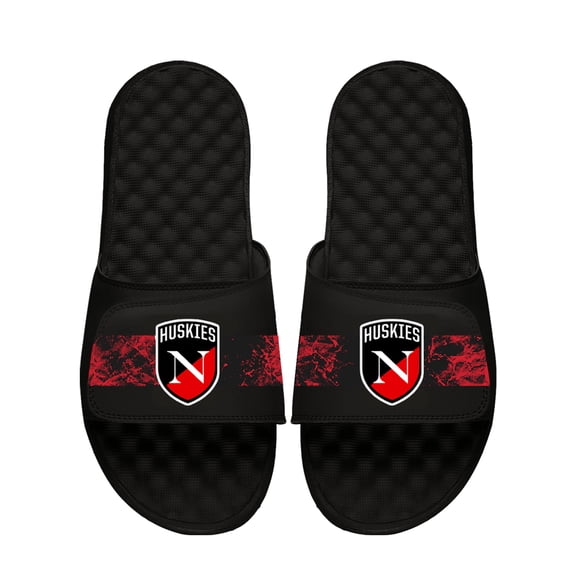Youth ISlide Black Northeastern Huskies Distressed Slide Sandals