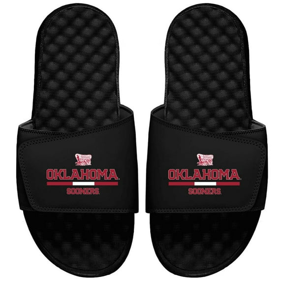 Youth ISlide Black Oklahoma Sooners Split Bar Slide Sandals