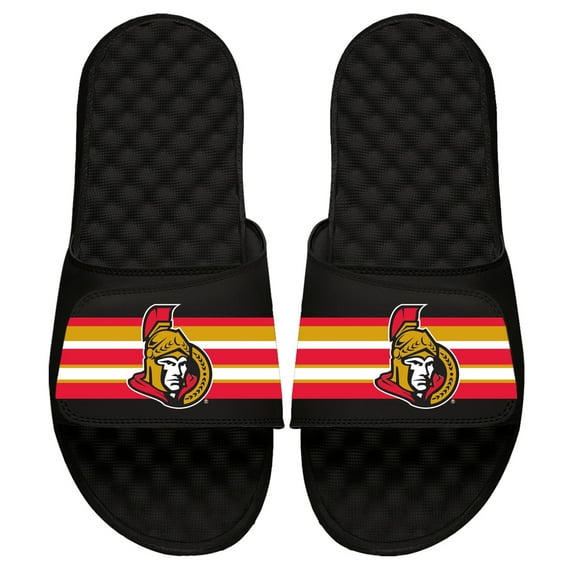 Youth ISlide Black Ottawa Senators Stripe Logo Slide Sandals