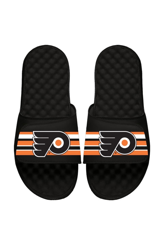 Youth ISlide Black Philadelphia Flyers Stripe Logo Slide Sandals