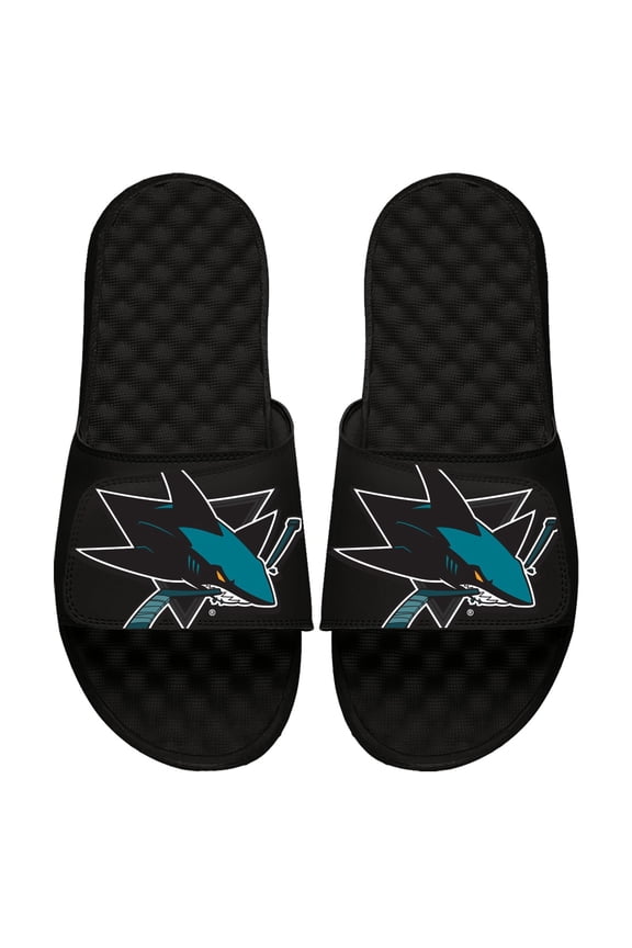 Youth ISlide Black San Jose Sharks Blown Up Logo Slide Sandals