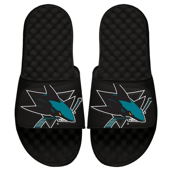 Youth ISlide Black San Jose Sharks Blown Up Logo Slide Sandals