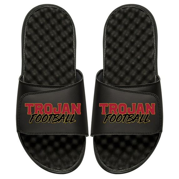 Youth ISlide Black USC Trojans Football Stacked Slide Sandals