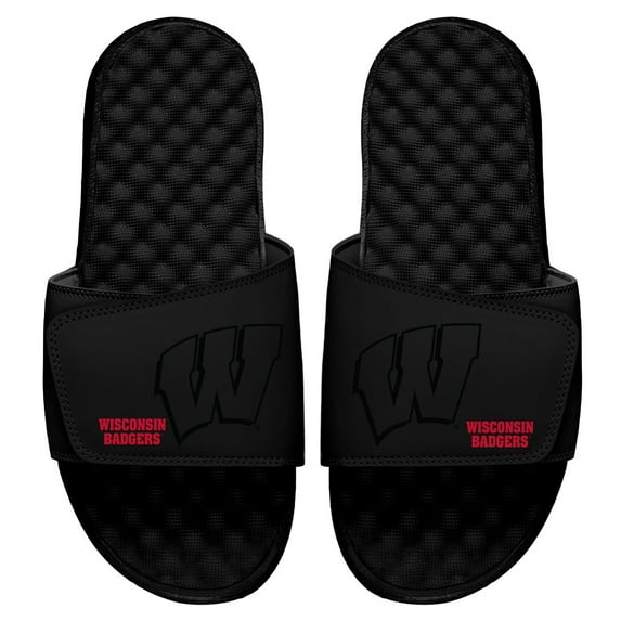 Youth ISlide Black Wisconsin Badgers Tonal Pop Slide Sandals
