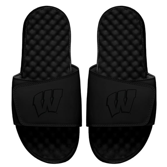 Youth ISlide Black Wisconsin Badgers Tonal Slide Sandals