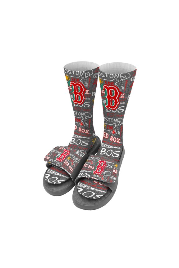 Youth ISlide Boston Red Sox Chalk Socks & Slide Sandals Bundle