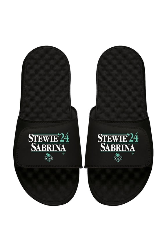 Youth ISlide Breanna Stewart & Sabrina Ionescu Black New York Liberty Campaign Slide Sandals