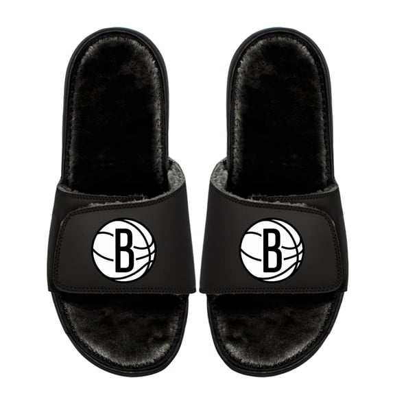 Youth ISlide Brooklyn Nets Logo Fur Slide Sandals