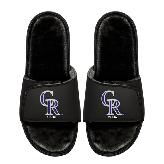 Youth ISlide Colorado Rockies Logo Fur Slide Sandals