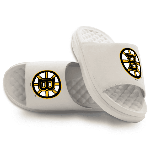 Youth ISlide Cream Boston Bruins Primary Motive Slide Sandals