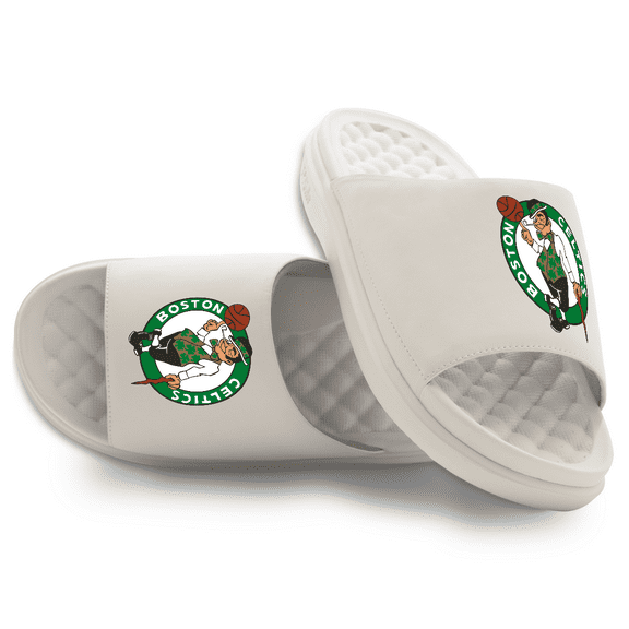 Youth ISlide Cream Boston Celtics Primary Motive Slide Sandals