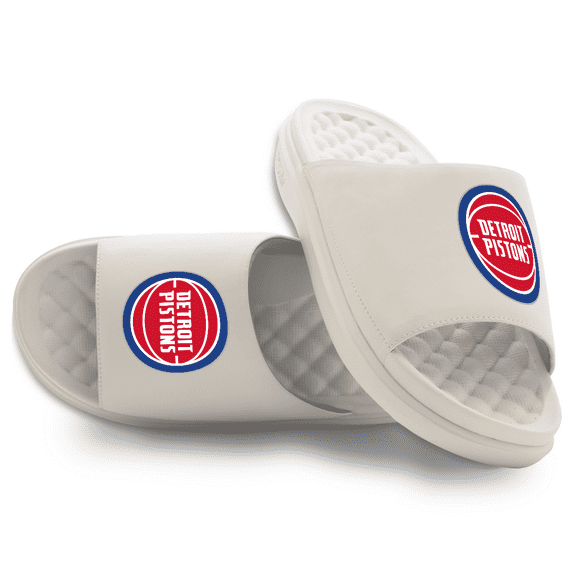 Youth ISlide Cream Detroit Pistons Primary Motive Slide Sandals