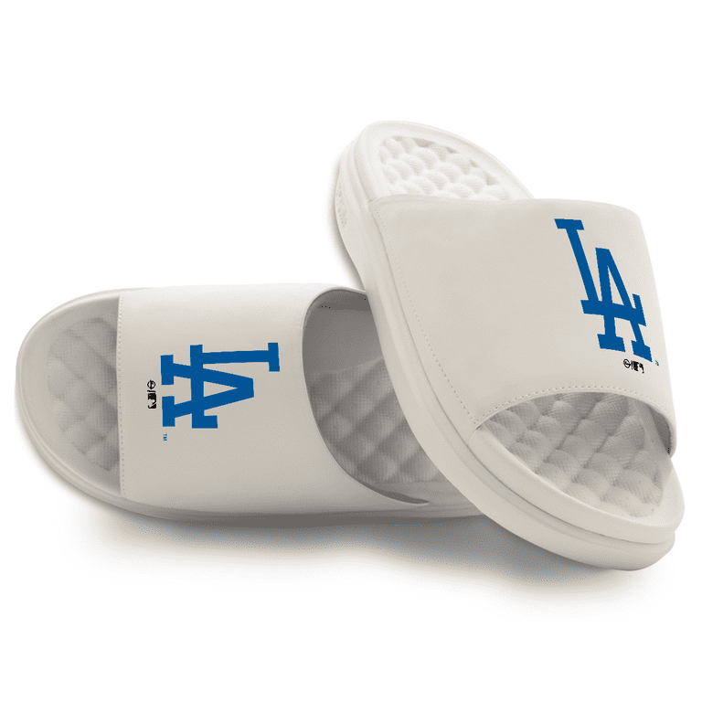 ISlide White Los Angeles Dodgers Primary Motto Slide Sandals: Unisex ISlide White Los Angeles Dodgers Primary Logo Slide  main image 4