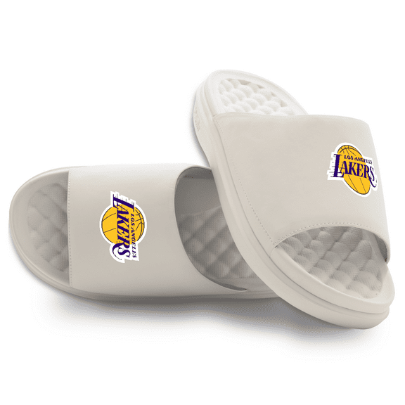 Youth ISlide Cream Los Angeles Lakers Primary Motive Slide Sandals