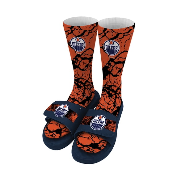 Youth ISlide Edmonton Oilers Distressed Socks & Slide Sandals Bundle