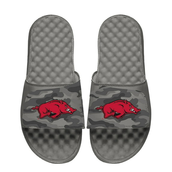 Youth ISlide Gray Arkansas Razorbacks Camo Slide Sandals