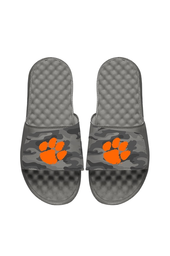 Youth ISlide Gray Clemson Tigers Camo Slide Sandals