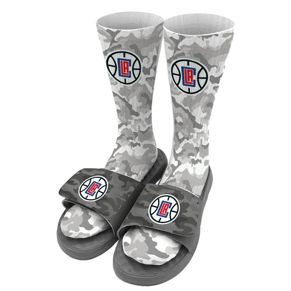 Youth ISlide Gray LA Clippers Camo Sock & Slide Bundle