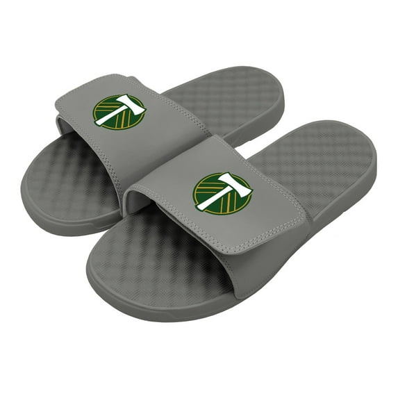 Youth ISlide Gray Portland Timbers Primary Logo Slide Sandals
