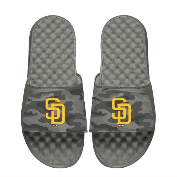 Youth ISlide Gray San Diego Padres Camo Slide Sandals