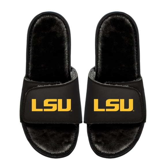 Youth ISlide LSU Tigers Logo Fur Slide Sandals