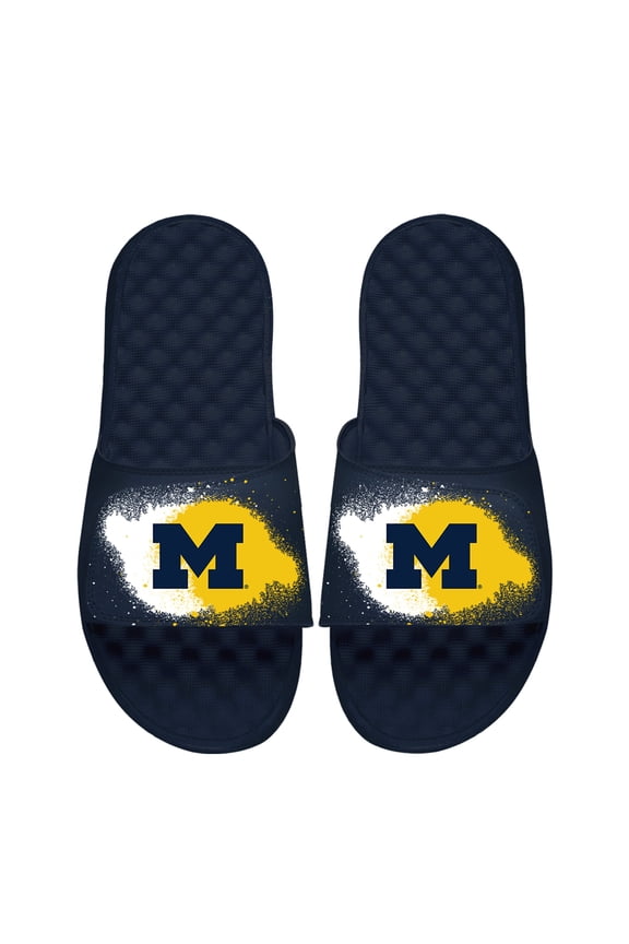 Youth ISlide  Navy Michigan Wolverines Spray Paint Slide Sandals