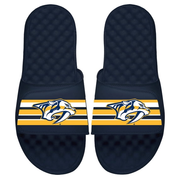 Youth ISlide Navy Nashville Predators Stripe Logo Slide Sandals