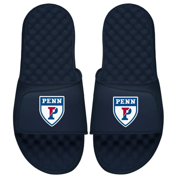 Youth ISlide Navy Pennsylvania Quakers Shield Logo Slide Sandals