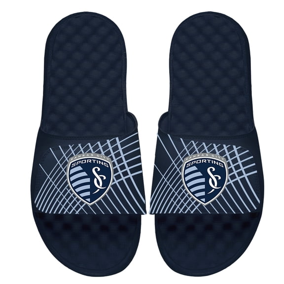 Youth ISlide Navy Sporting Kansas City Lines Slide Sandals