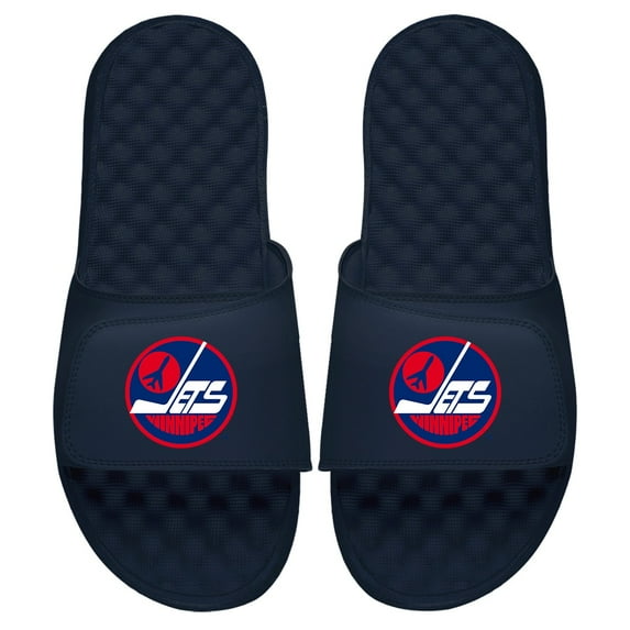 Youth ISlide Navy Winnipeg Jets Vintage Logo Slide Sandals