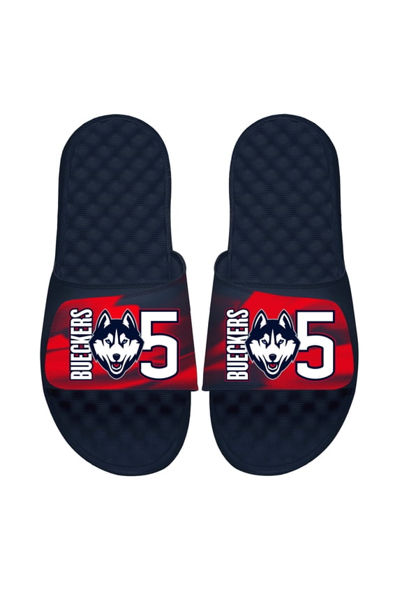 Youth-ISlide Paige Bueckers Navy UConn Huskies Name & Number Slide Sandals