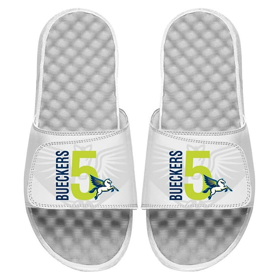 Youth ISlide Paige Bueckers White Dallas Wings 2025 WNBA Draft Combo Logo Slide Sandals