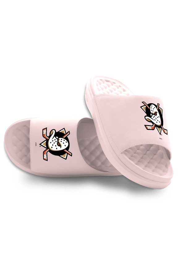 Youth ISlide Pink Anaheim Ducks Primary Motive Slide Sandals