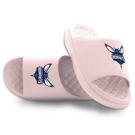 Youth ISlide Pink Charlotte Hornets Primary Motive Slide Sandals