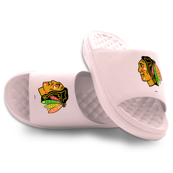 Youth ISlide Pink Chicago Blackhawks Primary Motive Slide Sandals