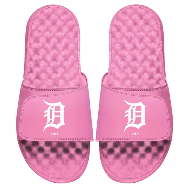 Youth ISlide Pink Detroit Tigers Primary Logo Slide Sandals